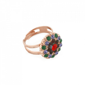 Inel placat cu Aur roz de 24K, cu cristale Swarovski, Guardian Angel | 7217-1003RG-Multicolor-7779
