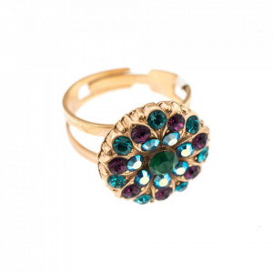 Inel placat cu Aur roz de 24K, cu cristale Swarovski, Guardian Angel | 7217-1025MR-Multicolor-7789