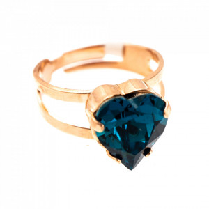 Inel placat cu Aur roz de 24K, cu cristale Swarovski, Nightfall | 7100/2-207RG-Albastru-7629
