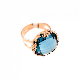 Inel placat cu Aur roz de 24K, cu cristale Swarovski, Nightfall | 7220-266ARG-Albastru-7509