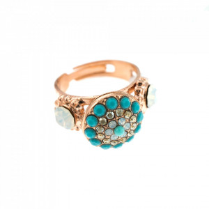 Inel placat cu Aur roz de 24K, cu cristale Swarovski, Sapphire Sky | 7141-807RG-Multicolor-7689