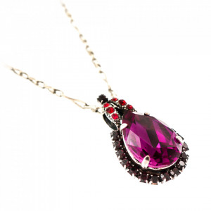 Pandantiv cu lant placat cu Argint 925, cu cristale originale, Lady In Red | 5098/2-1070SP