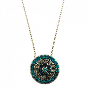 Pandantiv cu lant placat cu Argint 925, cu cristale Swarovski, Nightfall | 5408/2-1114SP-Albastru-6929