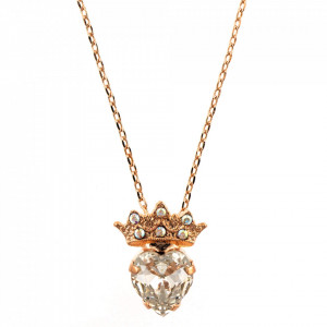 Pandantiv cu lant placat cu Aur roz de 24K, cu cristale Swarovski, Aura | 5543-001RG-Transparent-6979
