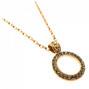 Pandantiv cu lant placat cu Aur roz de 24K, cu cristale Swarovski, Earl Grey | 5045-1132RG-Gri/Bej-9089