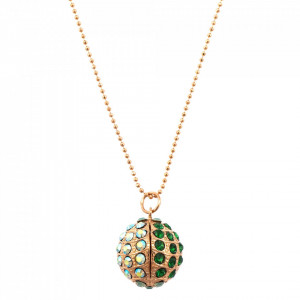 Pandantiv cu lant placat cu Aur roz de 24K, cu cristale Swarovski, Fern | 5076-2143RG-Verde-6409