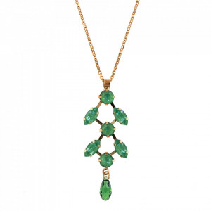 Pandantiv cu lant placat cu Aur roz de 24K, cu cristale Swarovski, Silky Sage DeLite | 5128-169169RG-Verde-6469