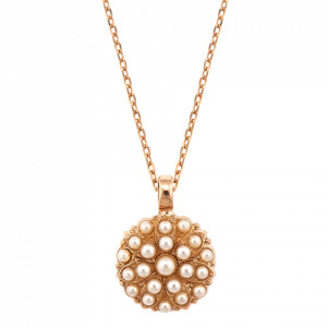 Pandantiv cu lant placat cu Aur roz de 24K, cu cristale Swarovski, Guardian Angel | 5212-M48RG-Alb-6849