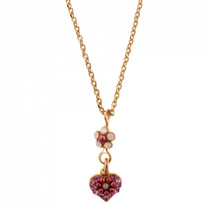 Pandantiv cu lant placat cu Aur roz de 24K, cu cristale Swarovski, Antigua | 5322/9-223-1RG-Roz-6879