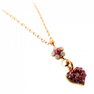 Pandantiv cu lant placat cu Aur roz de 24K, cu cristale Swarovski, Antigua | 5322/9-223-1RG-Roz-7349