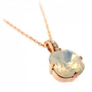 Pandantiv cu lant placat cu Aur roz de 24K, cu cristale Swarovski, Seashell | 5326/2-234234RG-Alb-7369