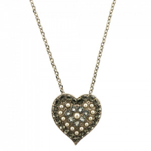Pandantiv cu lant placat cu rodiu, cu cristale Swarovski, Earl Grey | 5007/6-1132RO-Alb/Gri-8989