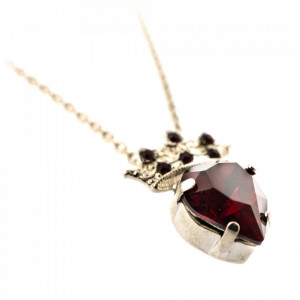 Pandantiv cu lant placat cu rodiu, cu cristale Swarovski, Lady In Red | 5543-208208RO-Rosu-7399
