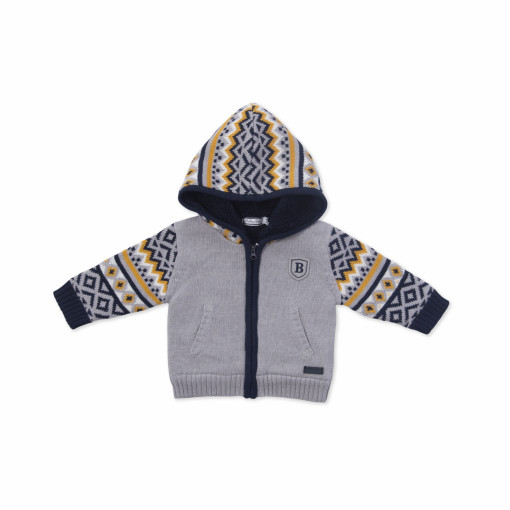 Jacheta tricot baieti imblanita gri Babybol
