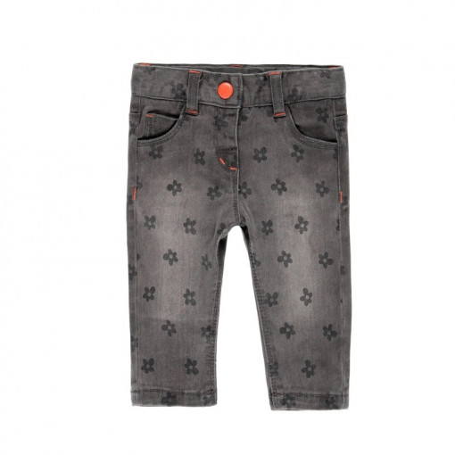 Pantalon jeans fete gri , imprimeu flori, Boboli