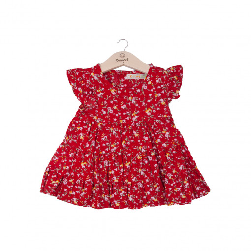 Rochie bebe fetita, imprimeu flori, rosie, Babybol