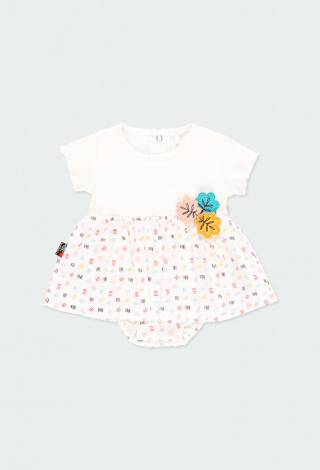Rochie cu chilot bebe 0-12 luni , bumbac organic, broderie aplicata, Boboli
