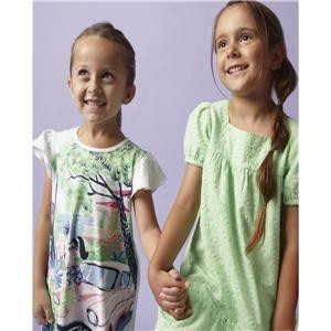 Rochie vara fete, bumbac, maneca scurta, imprimeu palmieri, UBS2