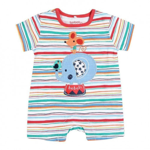 Salopeta bebe baiat,multicolor, aplicatie elefant,Boboli