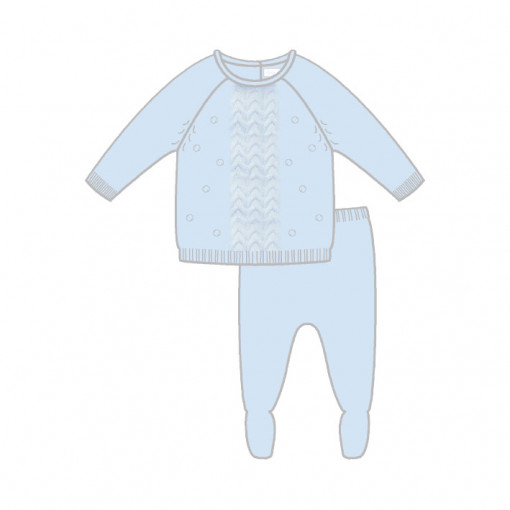 Set 2 piese tricotat bebe, bleu, Babybol