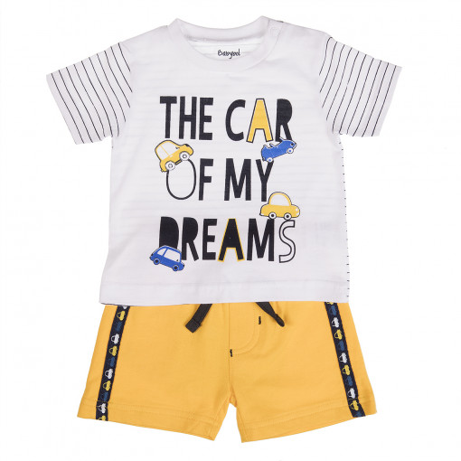 Set vara 2 piese baiat tricou cu sort galben ,Babybol
