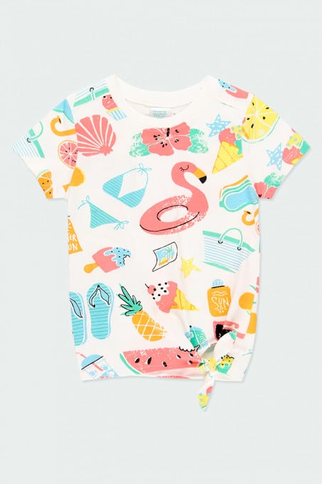 Tricou fete maneca scurta bumbac, multicolor, Boboli