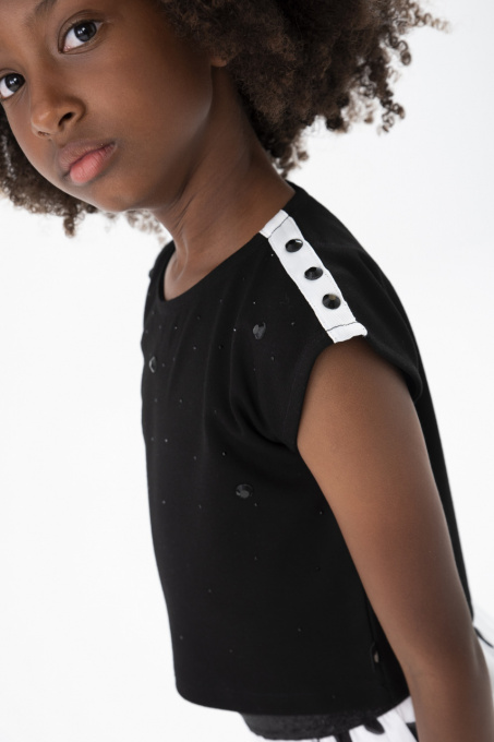 Tricou maneca scurta fete 4-16 ani, model scurt,