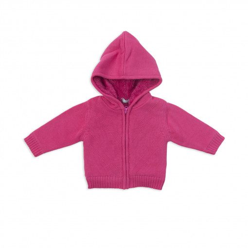 Jacheta tricotata bebe fetita, fucsia, Babybol