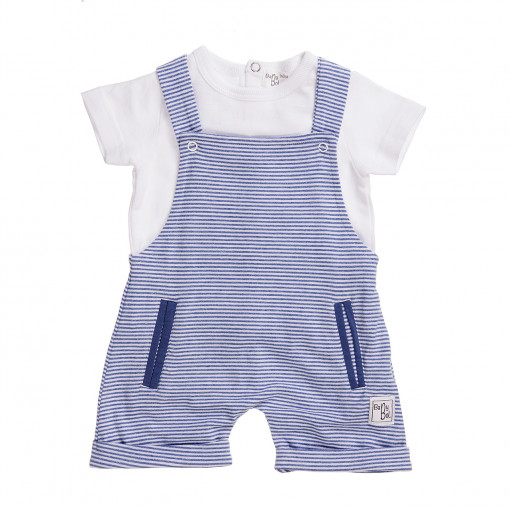Set bebe salopeta si tricou alb, Babybol