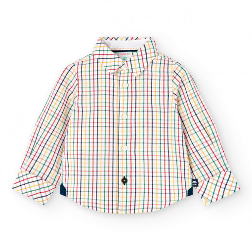 Camasa baiat maneca lunga bumbac, carouri, multicolor, Boboli