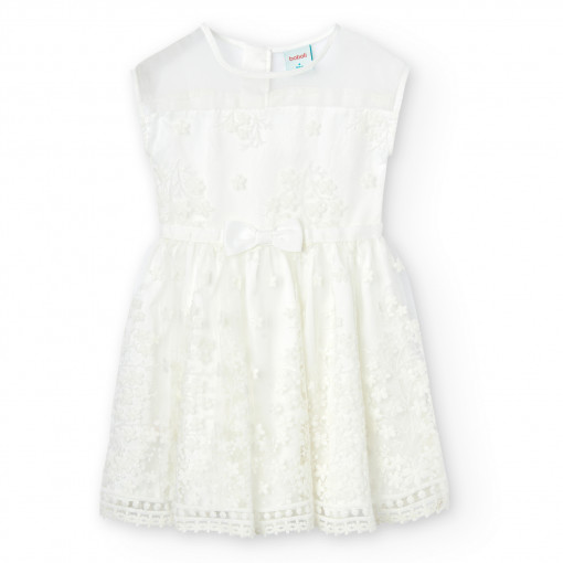 Rochie eleganta fete, tulle brodat, ivoire, Boboli