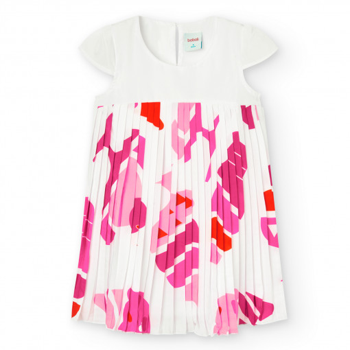 Rochie fete 4-16 ani, plisee, saten, multicolor, Boboli