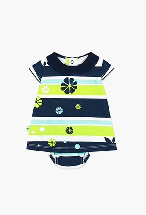 Rochita cu chilot bebe , dungi si imprimeu flori, Boboli