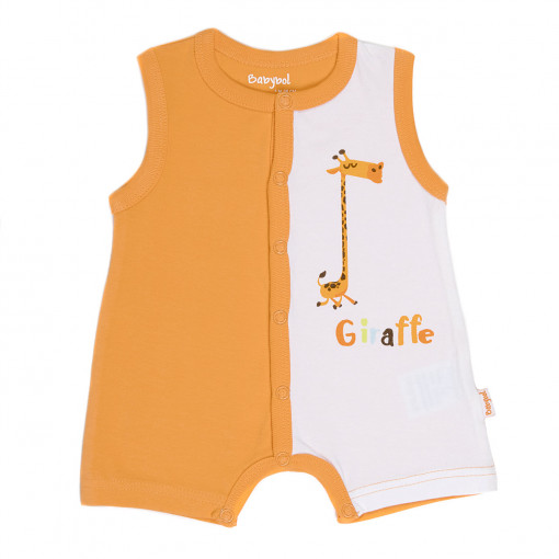 Salopeta bebe ,imprimeu girafa, orange , Babybol