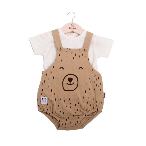 Set salopeta si tricou maneca scurta bebe, bumbac soft, Babybol
