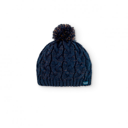 Caciula tip basca tricot, fibre metalice aurii, bleumarin, Boboli