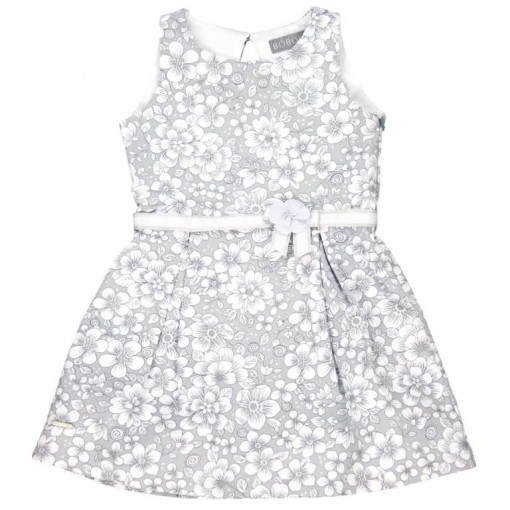 Rochie eleganta cu spate gol, imprimeu flori,gri, Boboli
