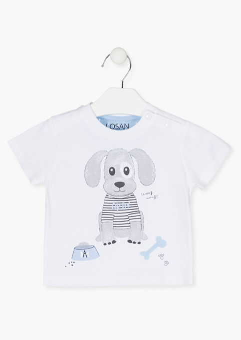 Tricou bebe baiat maneca scurta, imprimeu catel, Losan