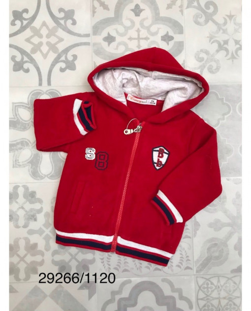 Hanorac polar bebe cu gluga, rosu , Babybol