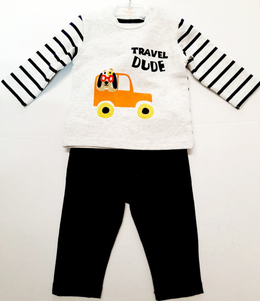 Set 2 piese bebe baiat, tricou si pantalon , navy, Babybol