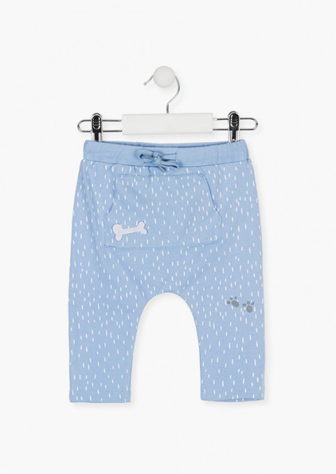 Pantalon lung bebe baiat bumbac, bleu, Losan