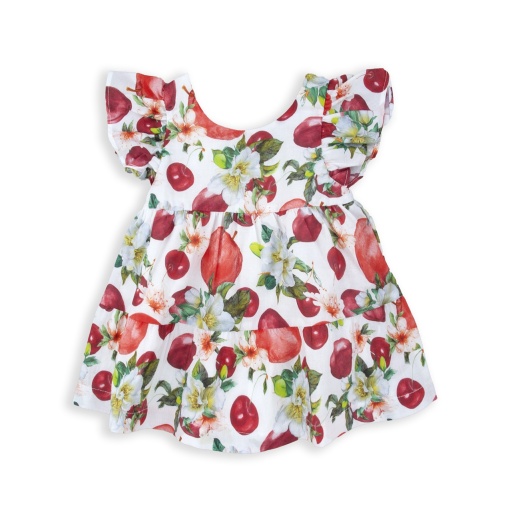 Rochie fetite maneca scurta, bumbac Oeko Tex, imprimeu fructe, Babybol