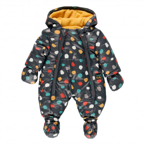 Salopeta zapada thermo bebe , gluga, manusi si botosei detasabili, buline multicolor Boboli