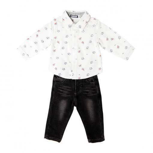 Set bebe baiat, camasa si blugi negri, Babybol