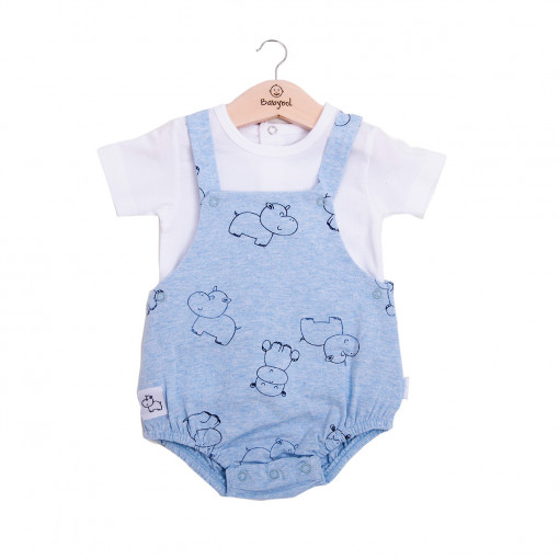 Set nou nascut, salopeta cu bretele si tricou maneca scurta, Babybol