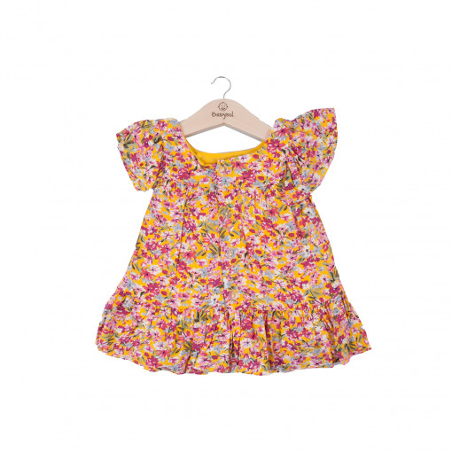 Rochie bebe fetita maneca scurta, imprimeu floral, Babybol