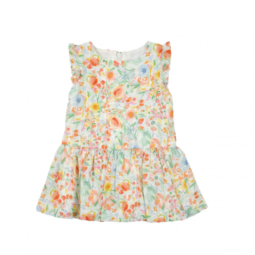 Rochie fetite bumbac OEKO TEX, imprimeu fructe, multicolor, Babybol