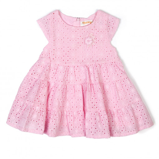 Rochie fetite roz cu broderie sparta, Babybol
