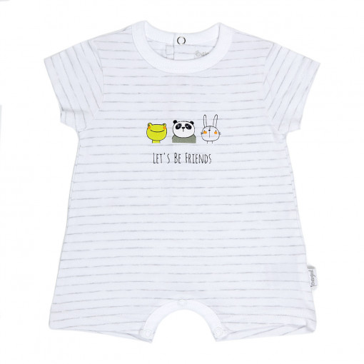 Salopeta maneca scurta Babybol baiat 0-12 luni, dungi gri