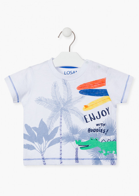 Tricou bebe baiat vara, imprimeu palmieri, LOSAN